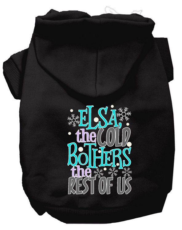 Elsa, the Cold Screen Print Dog Hoodie Black XXL